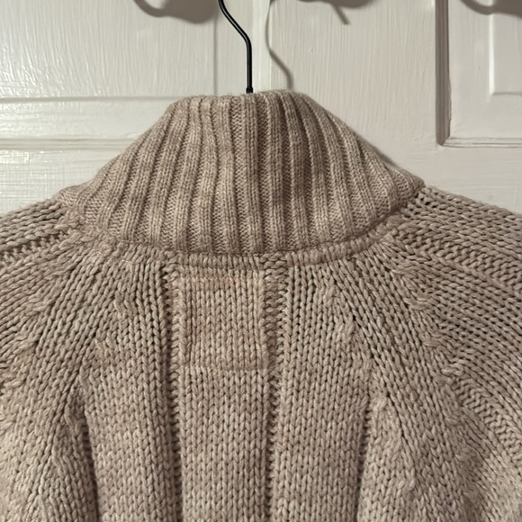 Weatherproof Vintage Men's Large Cable Knit Beige 1/4 Button Pullover Sweater - Picture 9 of 11